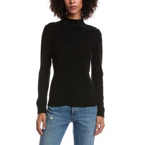 Forte Cashmere Womens  Crystal Cashmere Pullover, Black